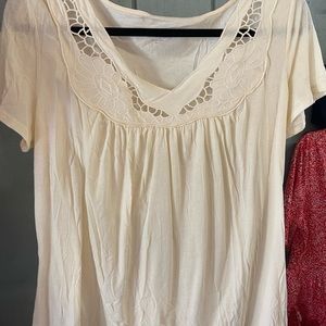 WOMENS CHADWICK’S EMBROIDERED LACE CREAM/IVORY TOP LARGE